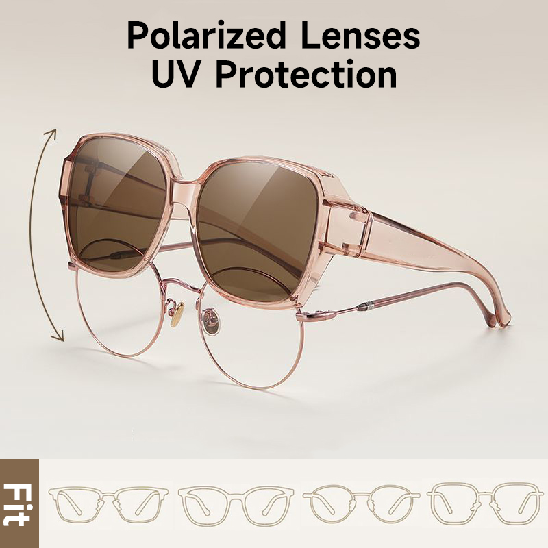 Lunettes de soleil polarisées compatibles avec les lunettes de vue, protection UV pour hommes et femmes, pour affiner le visage rond, idéales pour la conduite