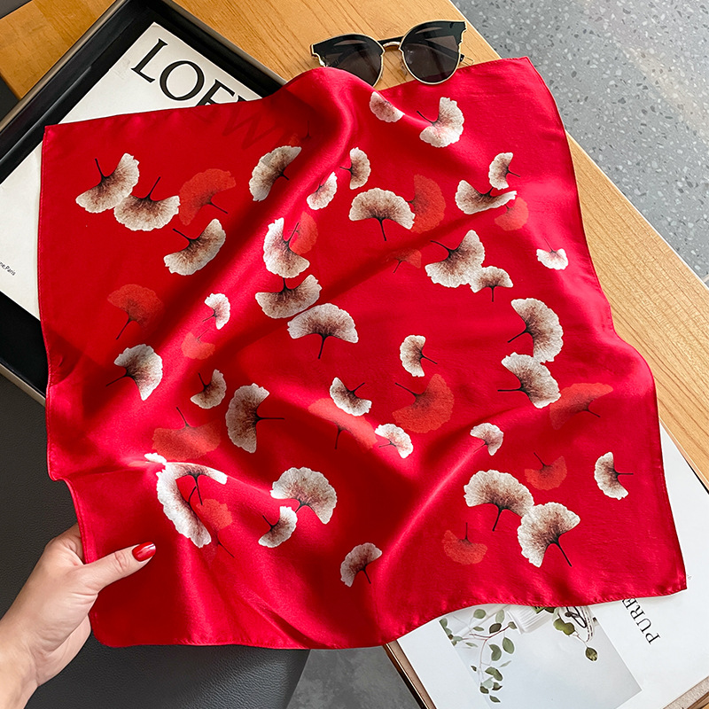 Foulard en soie véritable pour femmes, élégant, imprimé Floral, bandeau de cou, petits foulards carrés, cravate, nouvelle collection printemps 100%, 2023
