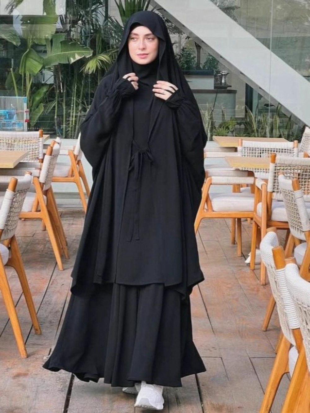 Eid musulman longue Khimar haut jupe 2 pièces ensemble femmes Abaya couverture complète Ramadan caftan Djellaba Musulman Ensembles vêtement de prière
