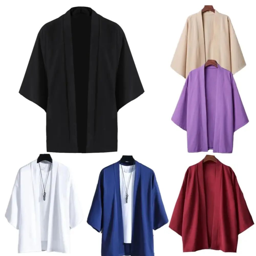 Cardigan Kimono d'été pour hommes et femmes, couleur unie, grande taille 3XL, Costume traditionnel japonais Haori Simple, 6 couleurs, manteau Kimono Yukata