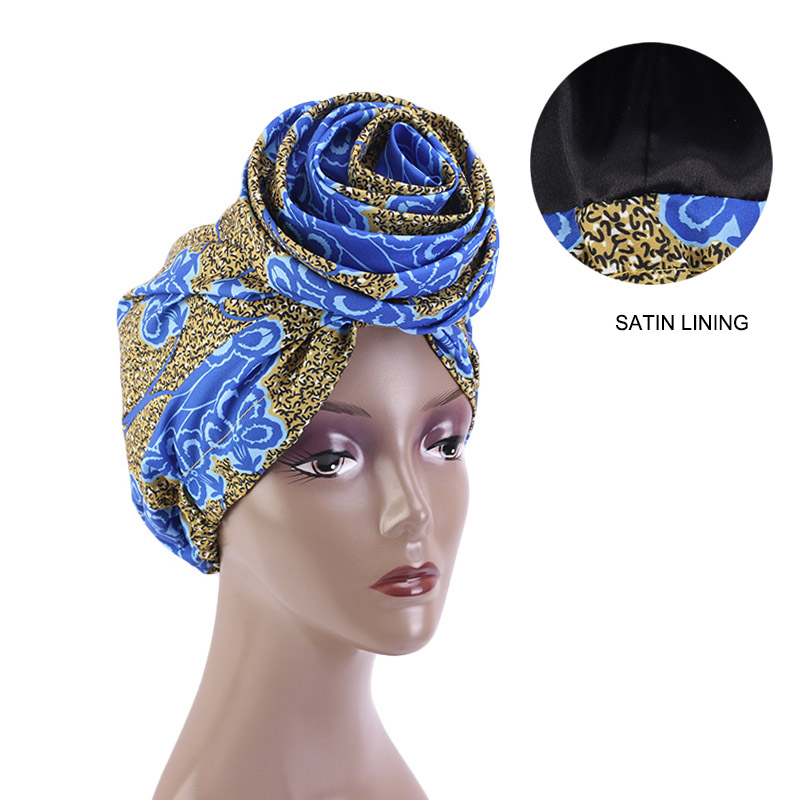 Foulard Bandana Extensible Imprimé Africain Longue Écharpe en Satin Floral Ankara Dashiki pour Femme, Turban de Fête, Coiffe, Accessoires Cheveux