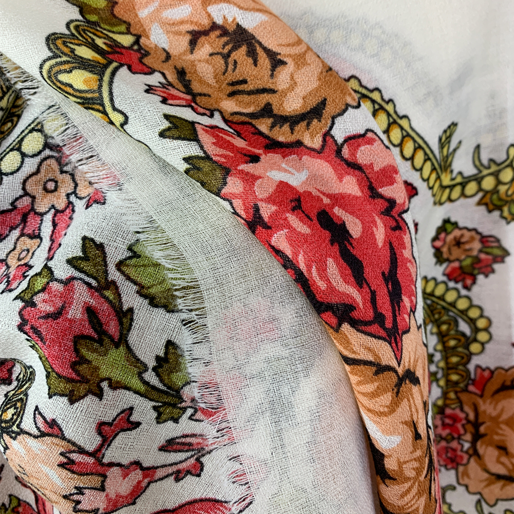 Foulard carré russe à fleurs de luxe pour femmes, Bandana fin et respirant, pare-soleil de voyage ethnique, châles de plage, 120x120cm