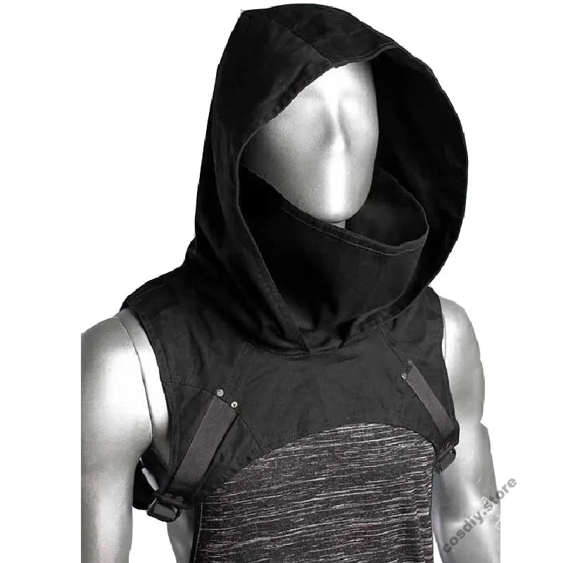 Cagoule col bénitier chapeau gothique Punk cyclisme en plein air hommes femmes Halloween Assassin Ninja mort Costume visage couverture masque écharpe accessoire