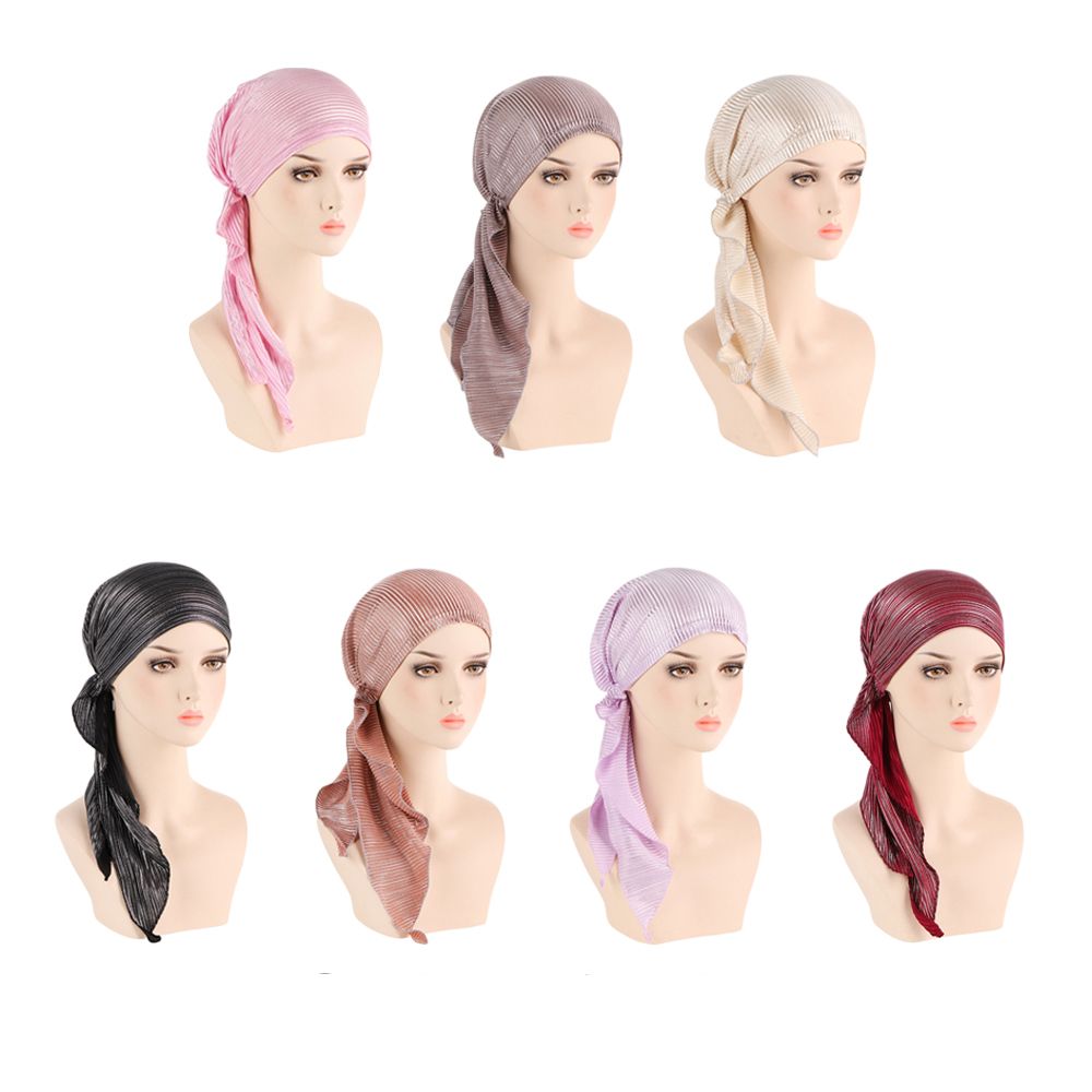 Couvre-chef pour perte de cheveux, Turban, Foulard, Bonnet pré-noué, Hijab musulman, Bonnet chimio, Bonnet élastique brillant à paillettes