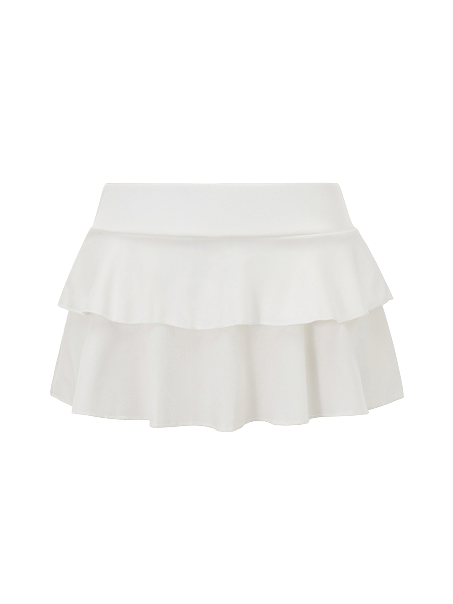Mini jupe taille basse pour femmes, couleur unie, ourlet à volants, Lingerie Sexy, jupes chaudes, été
