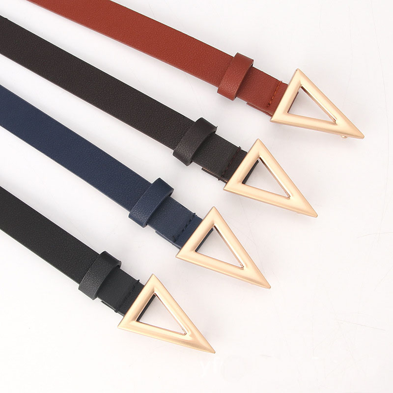 Ceinture fine en cuir de 1,8 cm pour femme, avec boucle à pression triangulaire argentée, ceinture décorative pour femme, ceinture fine pour femme