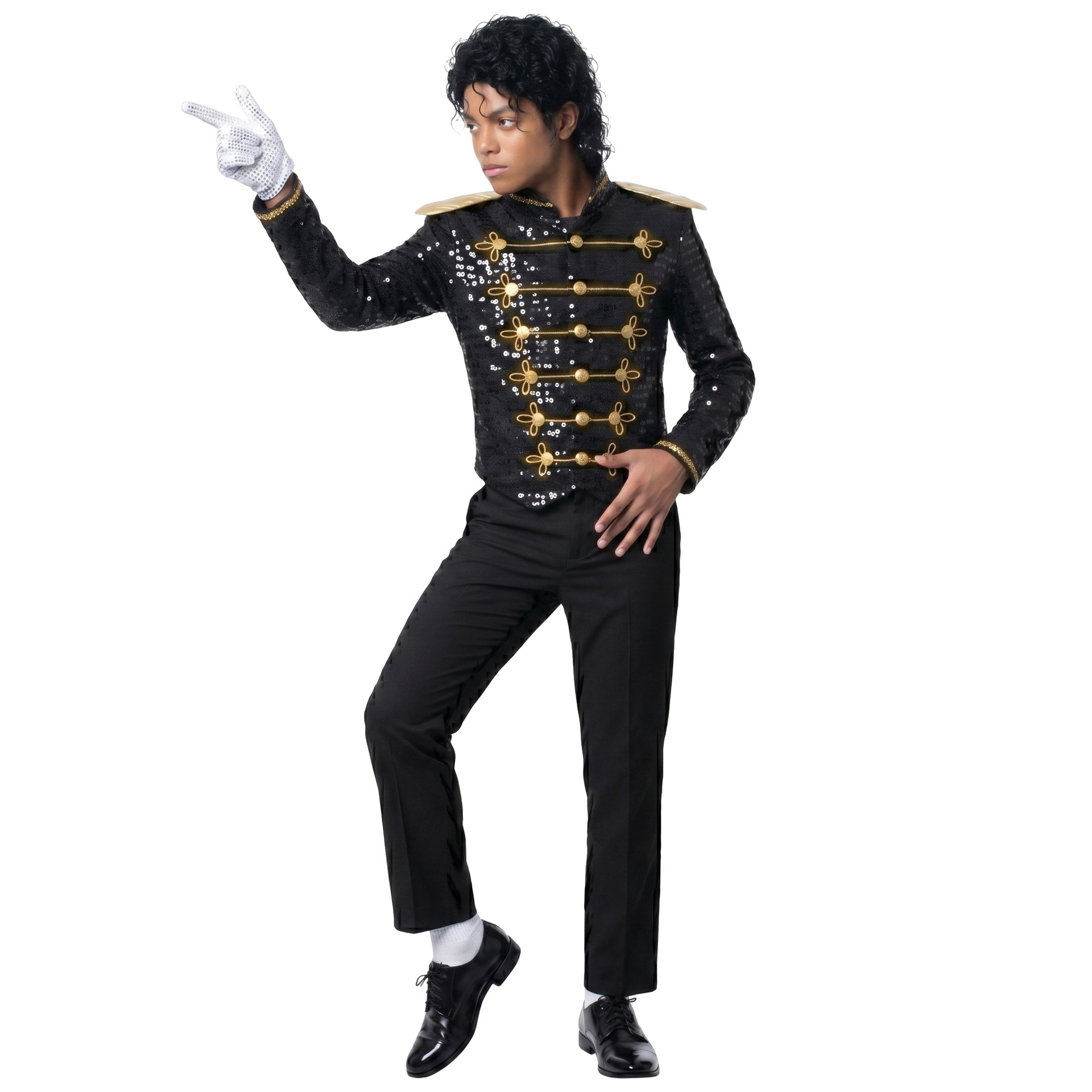 Veste à col montant moderne style Michael Jackson à paillettes pour enfant, tenue de spectacle, costume de chanteur de rock pour invité de banquet