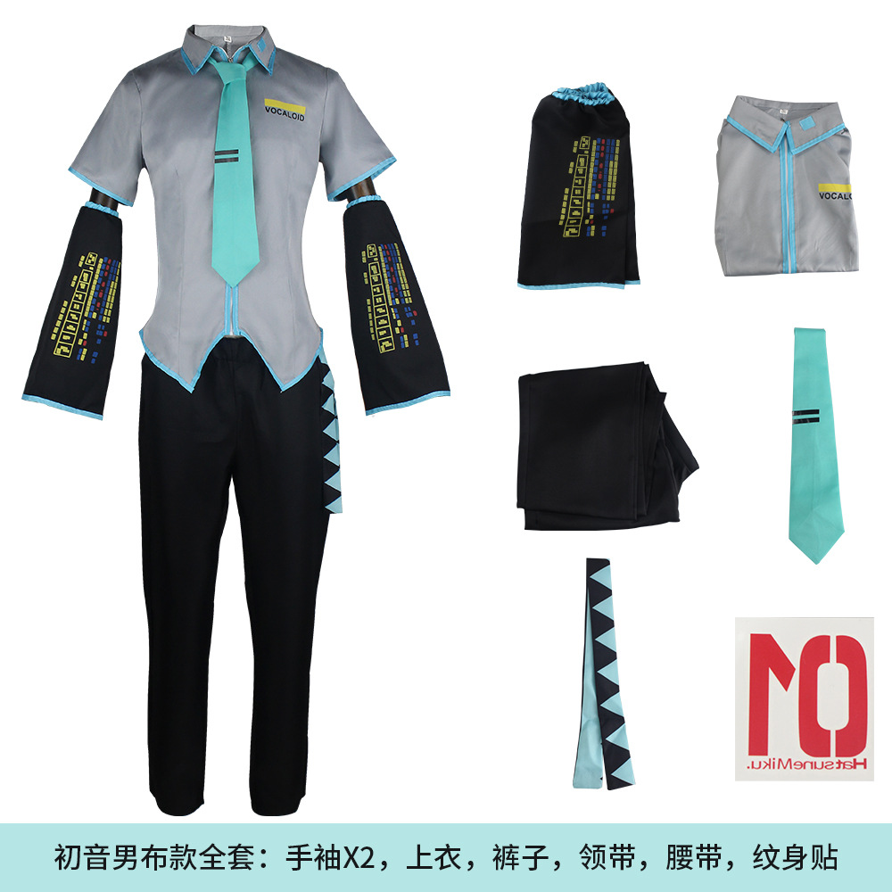 Costume de Cosplay Miku pour hommes, Costume gris en tissu, uniforme de Style masculin, chemise et pantalon, cravate, tenue complète, Performance Anime Cos