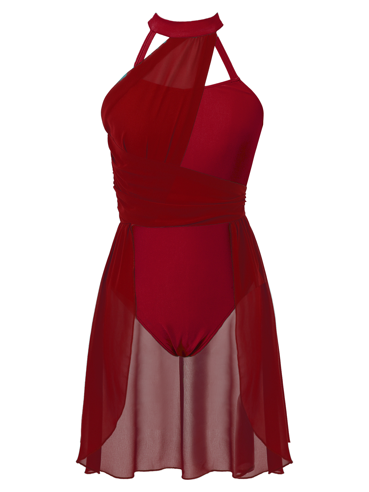 Robe de brevLyrique Contemporaine pour Femme Adulte, Costume en Mousseline Froncée, Patchwork, Ballet, Justaucorps, Ballerine
