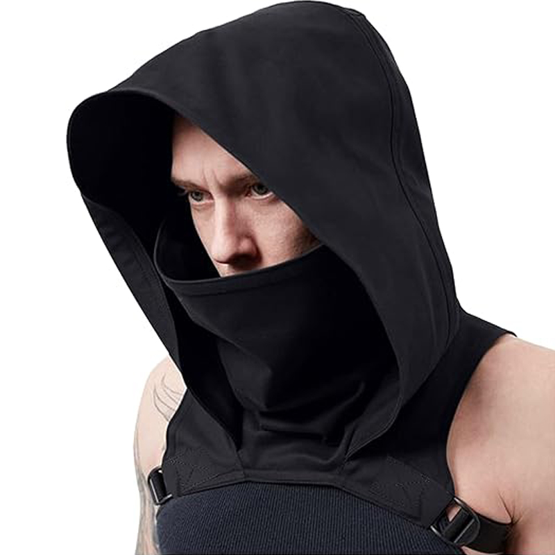 Cagoule col bénitier chapeau gothique Punk cyclisme en plein air hommes femmes Halloween Assassin Ninja mort Costume visage couverture masque écharpe accessoire