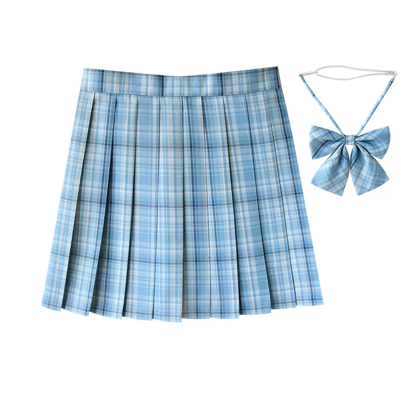 Jupe plissée à carreaux pour femmes, avec cravate, nœud papillon, Harajuku Preppy, Mini uniformes scolaires japonais, Jupe d'été Kawaii, XS-5XL