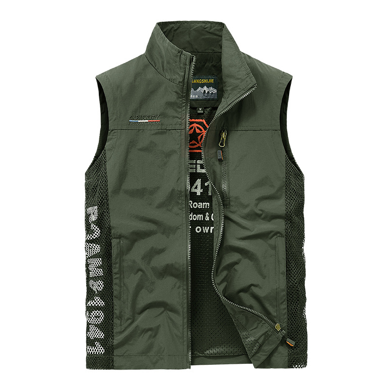 Gilet de sport en maille respirante pour hommes, veste de travail d'été, veste de pêche, vêtements de plein air pour la photographie