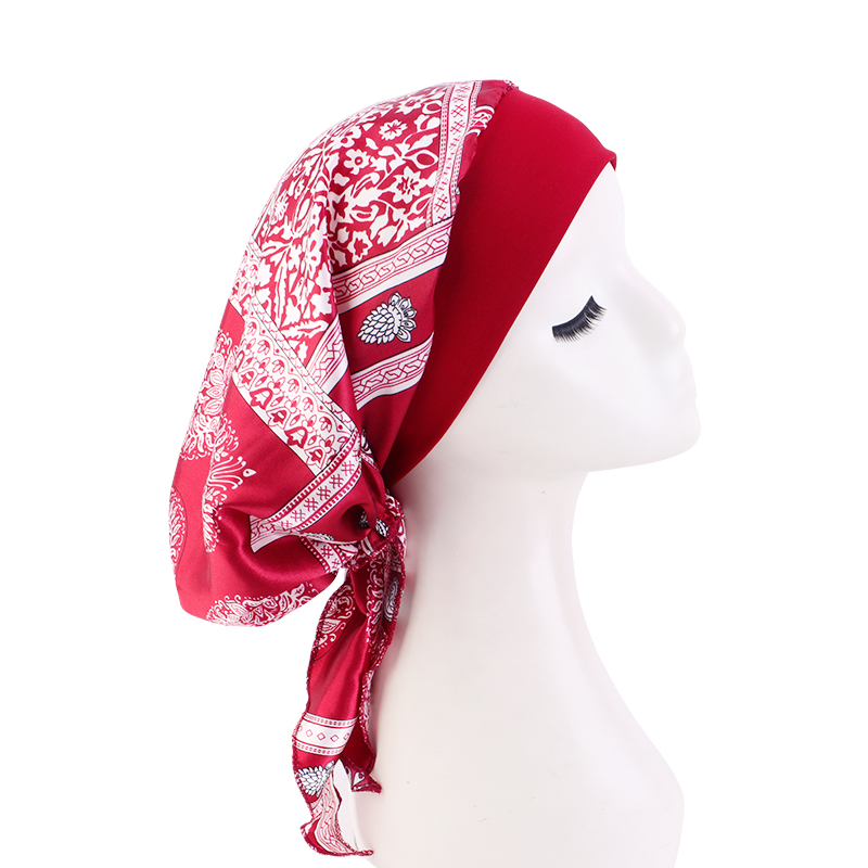 Turban imprimé en Satin pour femmes musulmanes, bandeau élastique, couvre-chef extensible, bonnet de chimiothérapie, intérieur, Turban, nouvelle collection