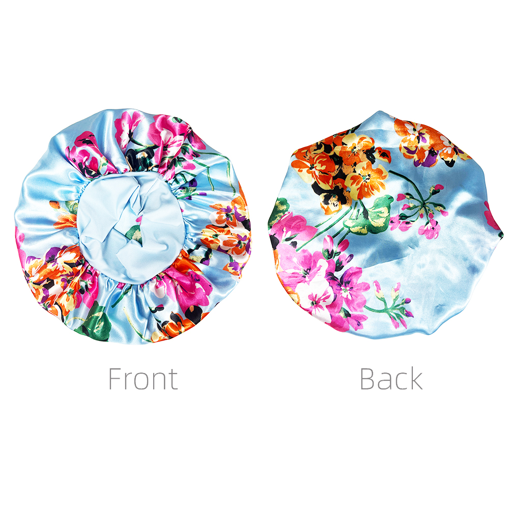 Bonnet en Satin pour femmes, grand Bonnet soyeux pour femmes, impression florale, Bonnet de nuit, Design Boneet's