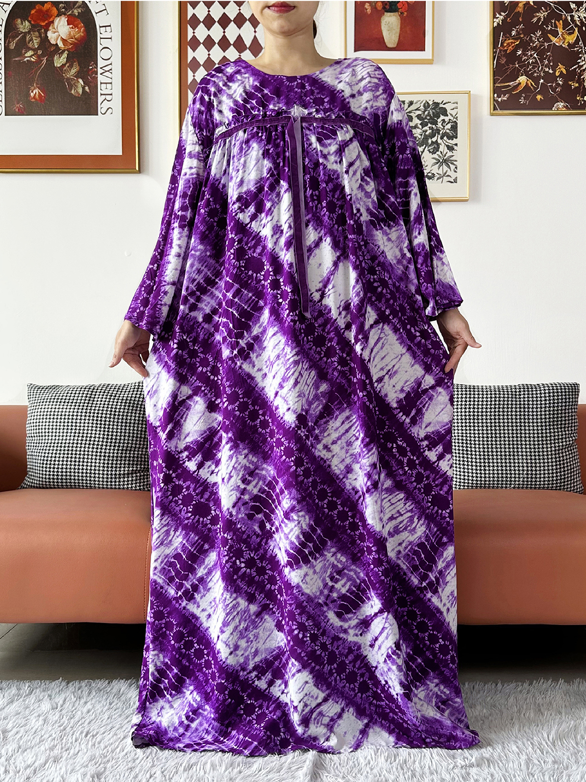 Robe longue en coton pour femmes africaines, imprimé tie-dye, Dashiki Kaftan, ample et confortable, Abaya musulmane, Boudou