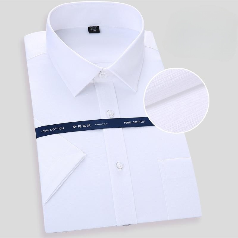 Chemise d'affaires en pur coton pour hommes, chemise à manches courtes, chemise décontractée, coupe couvertes, blanc, social, classique, mode masculine, nouveau, 8XL