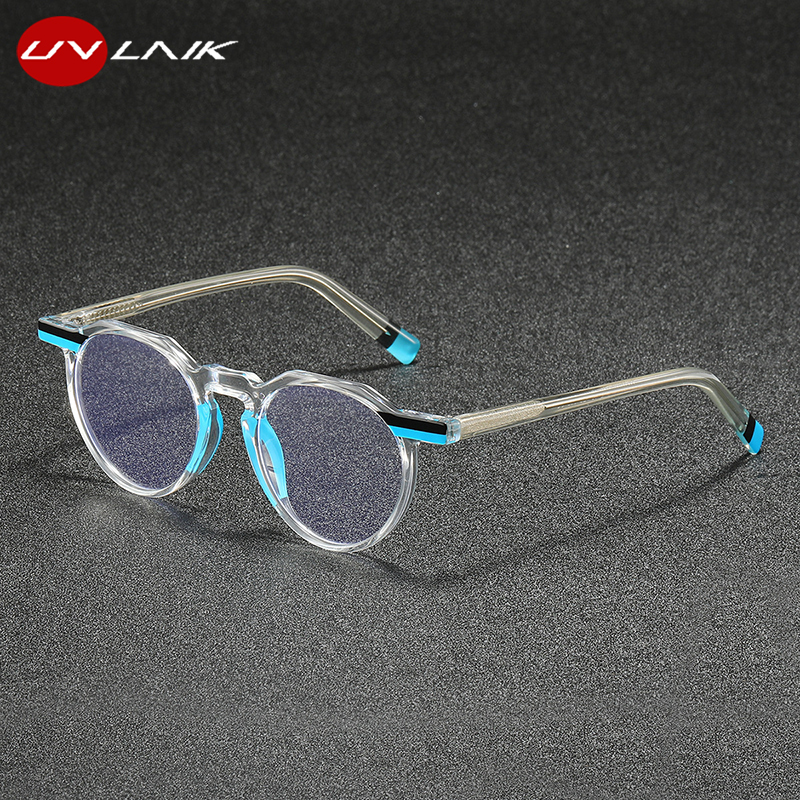 Nouveau cadre de lunettes rondes à la mode hommes femmes TR90 ultraléger couleurs assorties jambes Anti lumière bleue lentille transparente lunettes