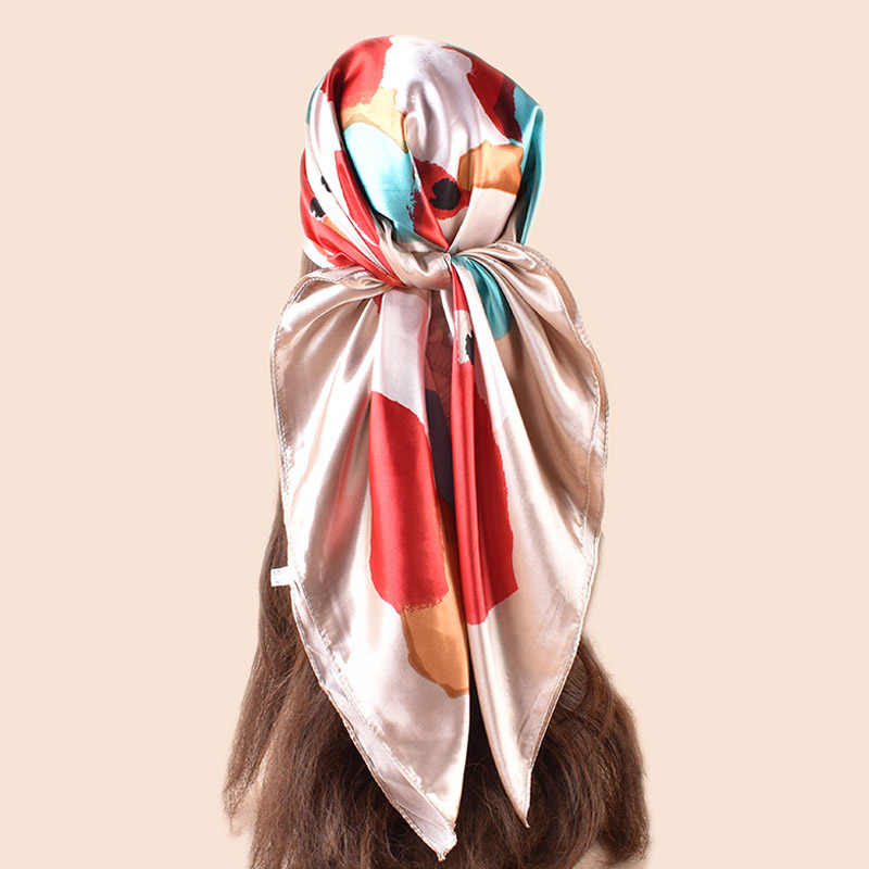 Haute qualité châle Satin soie carré Foulard femmes fleur Foulard dames bandeau bandes de cheveux imprimer Foulard Hijab enveloppes Bandana