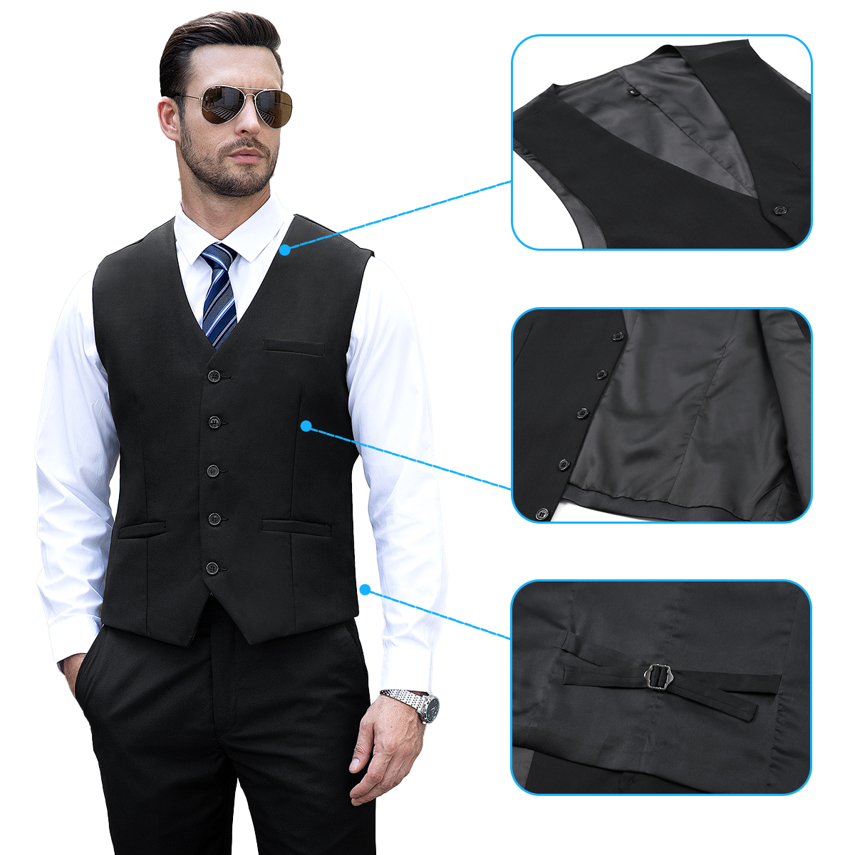 Gilet pour hommes, mariage, cérémonie d'église de pâques, gilet noir, Banquet, bureau, affaires, dîner formel, ensemble de tenue de spectacle de Piano