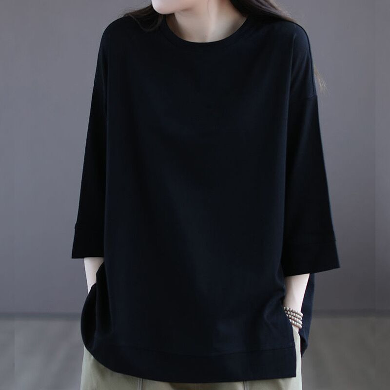 T-shirt manches courtes pour femmes, nouvelle simplicité, polyvalent, décontracté, mode, manches 3/4, élégant, couleur unie, printemps et été