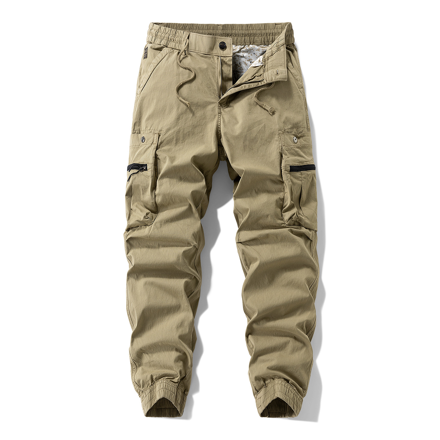 Pantalon cargo jogger pour homme avec fermeture éclair, taille élastique à cordon de serrage, bas de pantalon à revers, résistant à l'usure, pantalon tactique d'extérieur 539