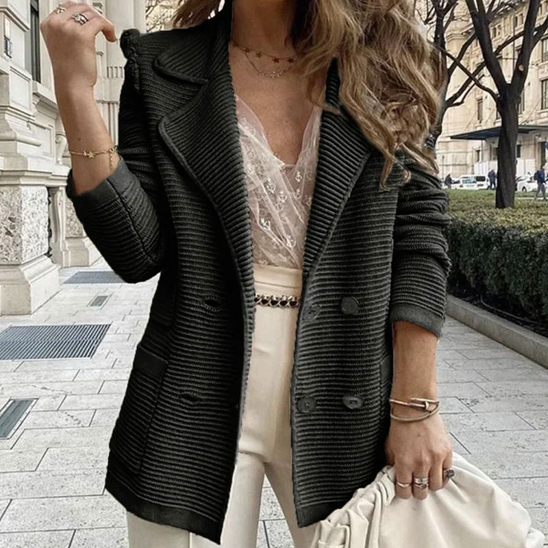 Nouveau manteau décontracté pour femmes texture veste à manches longues automne et hiver