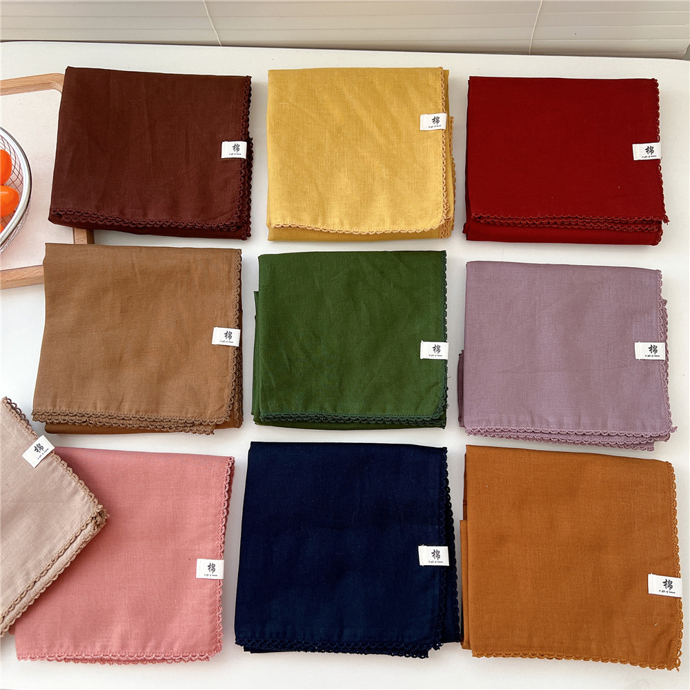 68*68 cm couleur unie coton carré écharpe femmes filles bandeau accessoires foulard foulard Bandanas