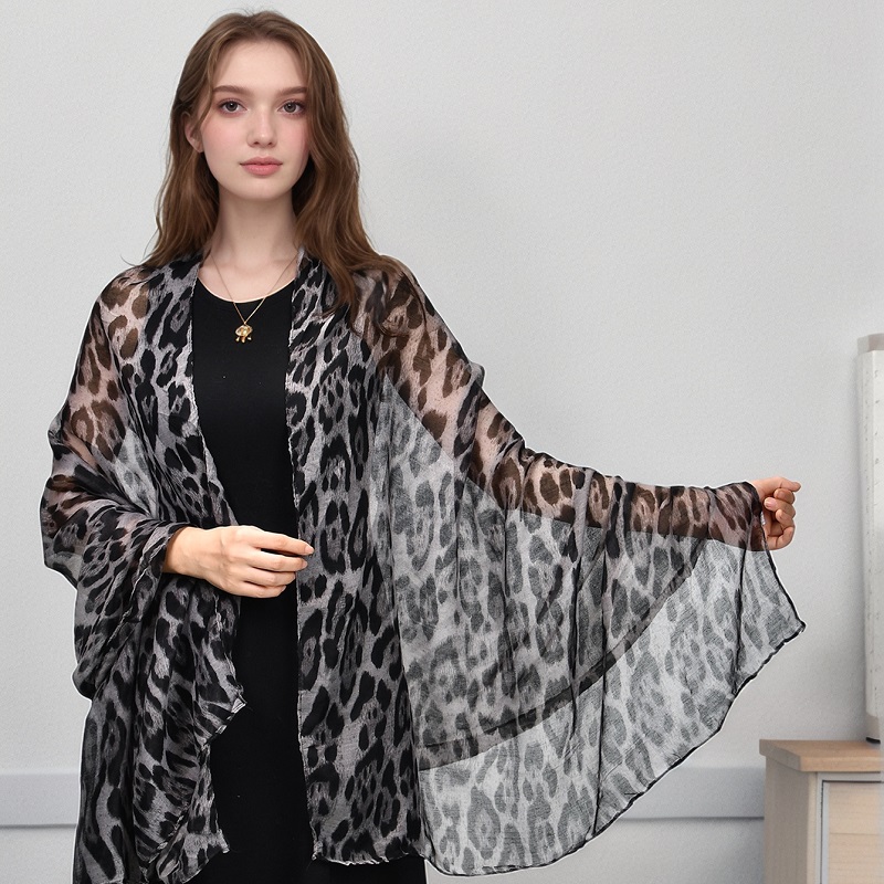 Châle en coton imprimé léopard pour Femme, Hijab musulman, doux, Pashmina, écharpe fine, bandeau, étoles, 2024