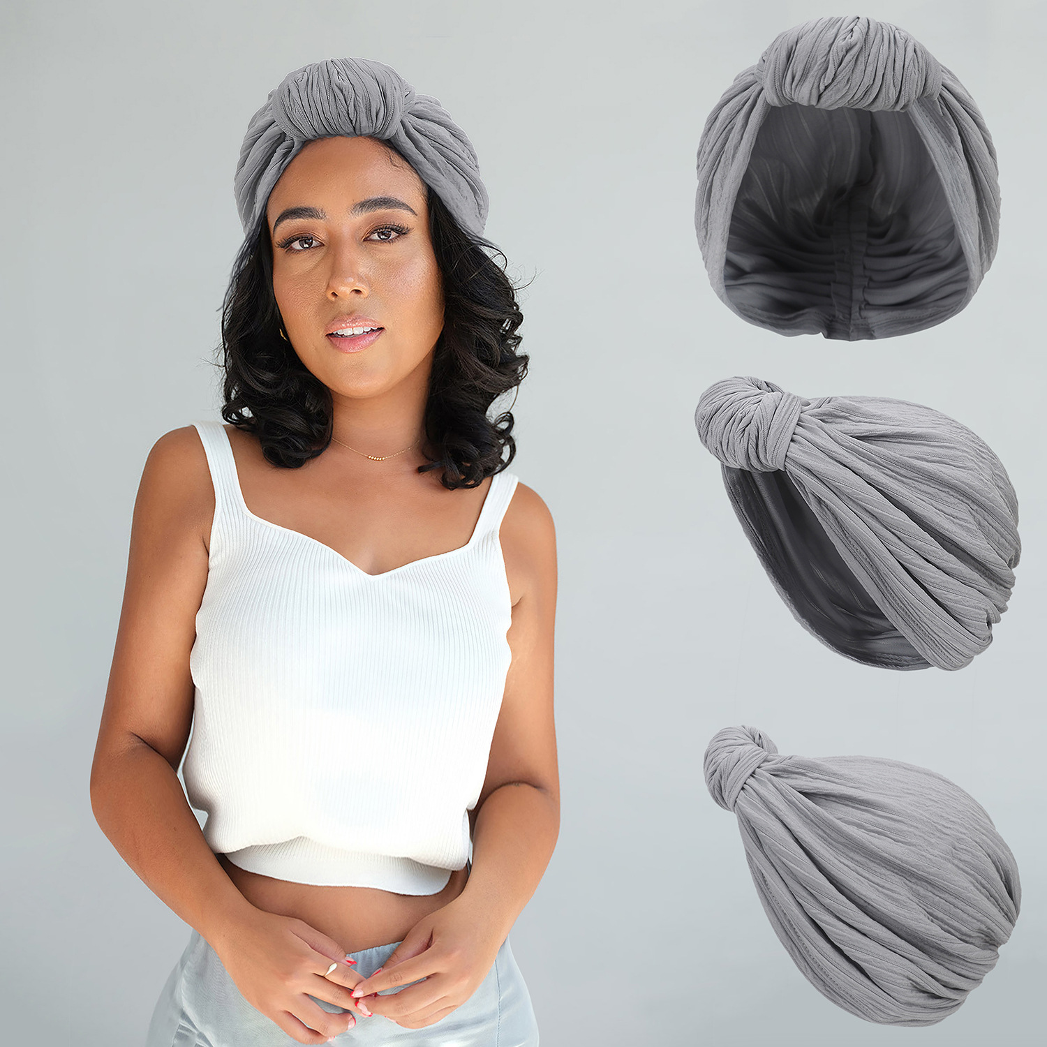 Mode femmes briller fil d'argent noeud Turban casquette automne hiver chaud chapeaux Bonnet décontracté Streetwear femme musulman indien chapeaux