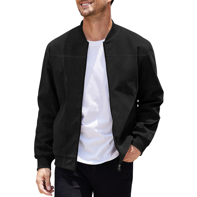 Nouvelle veste décontractée pour homme en daim, style européen et américain, grande taille, col montant zippé, collection automne