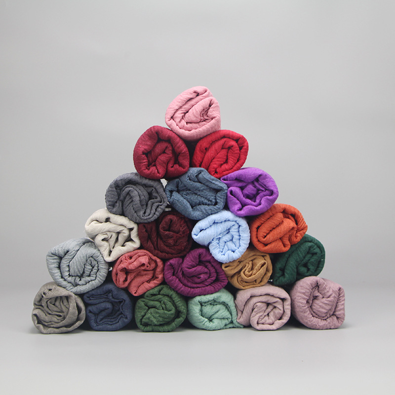 Écharpe en coton et lin de couleur unie pour femmes, châle, hijab, foulard musulman, écharpes, couvre-chefs, foulard féminin, pashmina