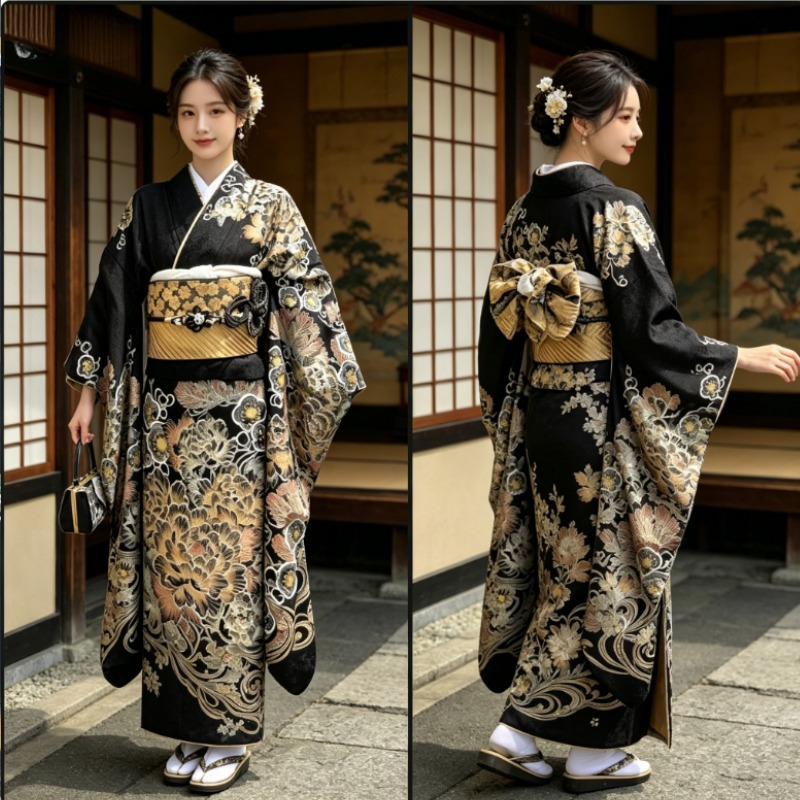 Nouveau Kimono Yukata Japonais Rétro Amélioré pour Filles, Idéal pour les Portraits en Studio, les Performances Cosplay et les Tenues Décontractées Thématiques Quotidiennes