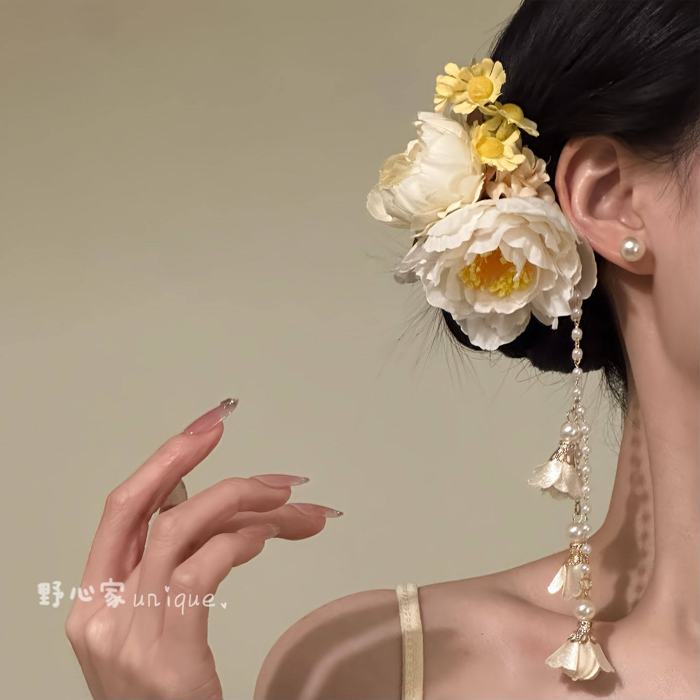 Pince à cheveux en tissu de soie pour mariage, avec gland d'hortensia, accessoire capillaire de style chinois traditionnel, bijou élégant