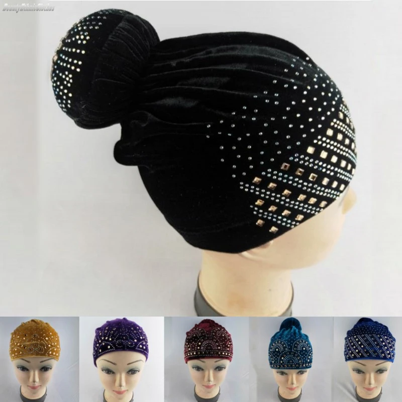 Casquette en biscuits pour femmes, foulard de sauna, bonnet en velours, turban de soin des cheveux, accessoires de chapeau rond, fête africaine, mode