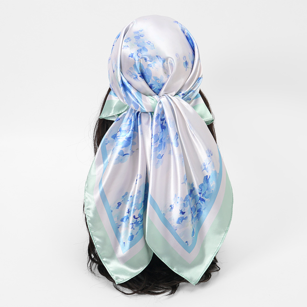 Foulard carré en satin de soie tendance pour femme, imprimé floral, châle, hijab, bandeau, écharpe, bandana, 90*90cm