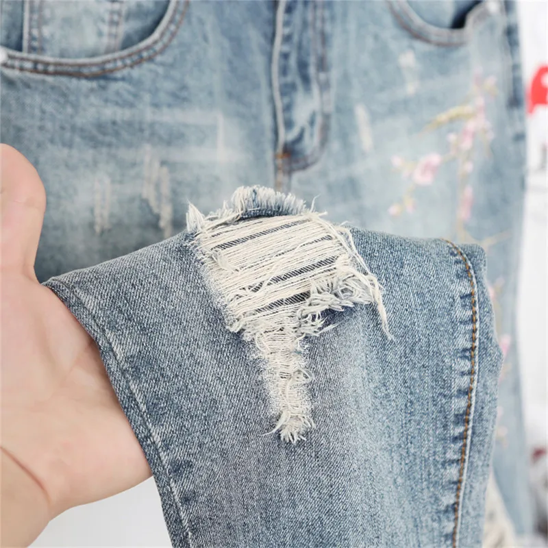Jean Slim Ajusté en Denim pour Femme, Sarouel Vintage, Grande Taille, Brodé, 5XL, Q42