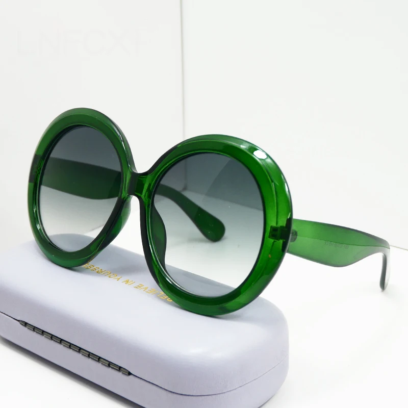 Lunettes de soleil rondes surdimensionnées pour femmes et hommes, marque de luxe, grandes montures, lunettes de soleil, grandes lunettes de protection, lunettes de conduite unisexes