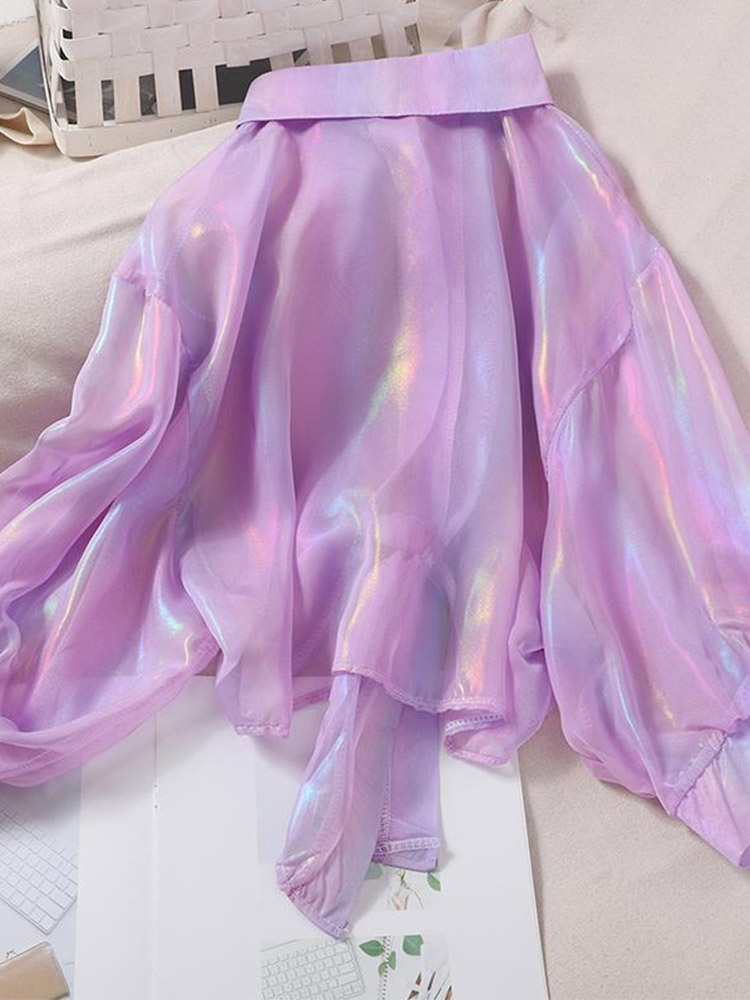 Chemise Boutonnée à Demi Manches pour Femme, Vêtement Sexy à Taille Nouée, Automne 2024