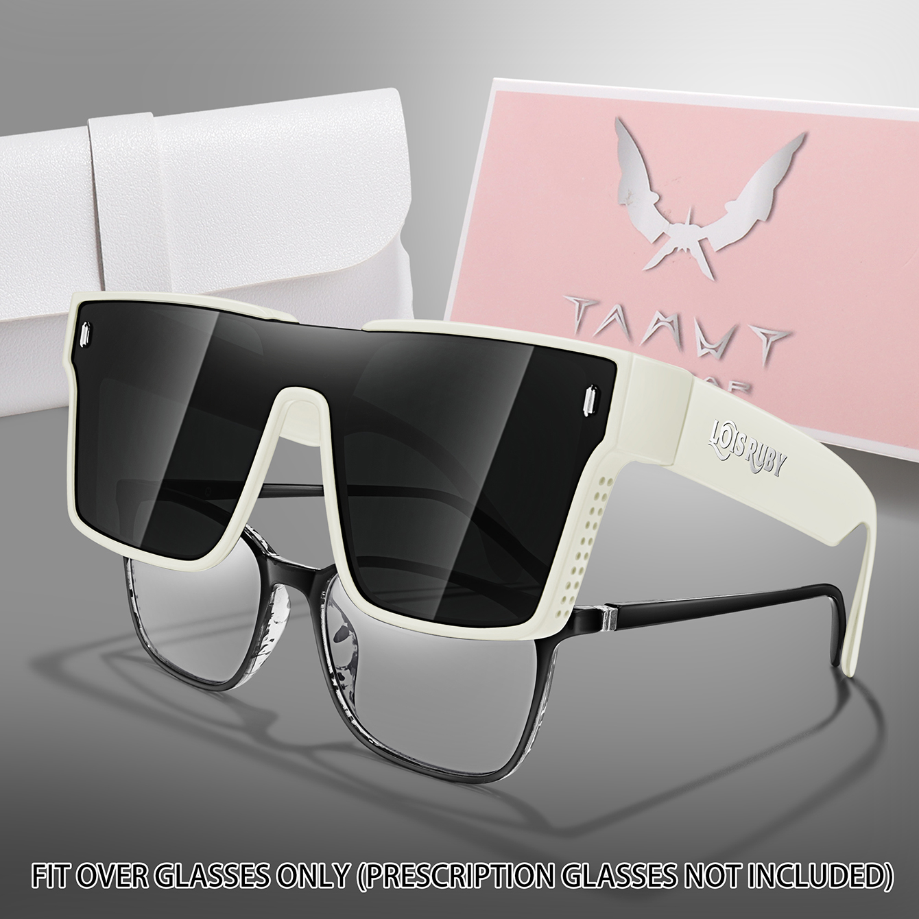 Lunettes de soleil UV400 pour hommes et femmes, avec étui en PU, grande monture, jambes larges, pour la conduite, l'équitation, la course à pied, la pêche, unisexe
