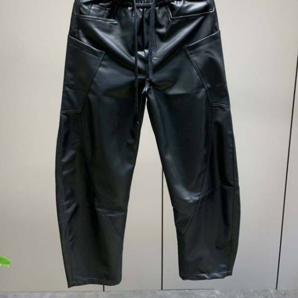 Pantalon en cuir PU multi-poches pour hommes, Streetwear, Hip-Hop américain, All-Match, Document solide, Simple, Pantalon décontracté, Vêtements pour hommes