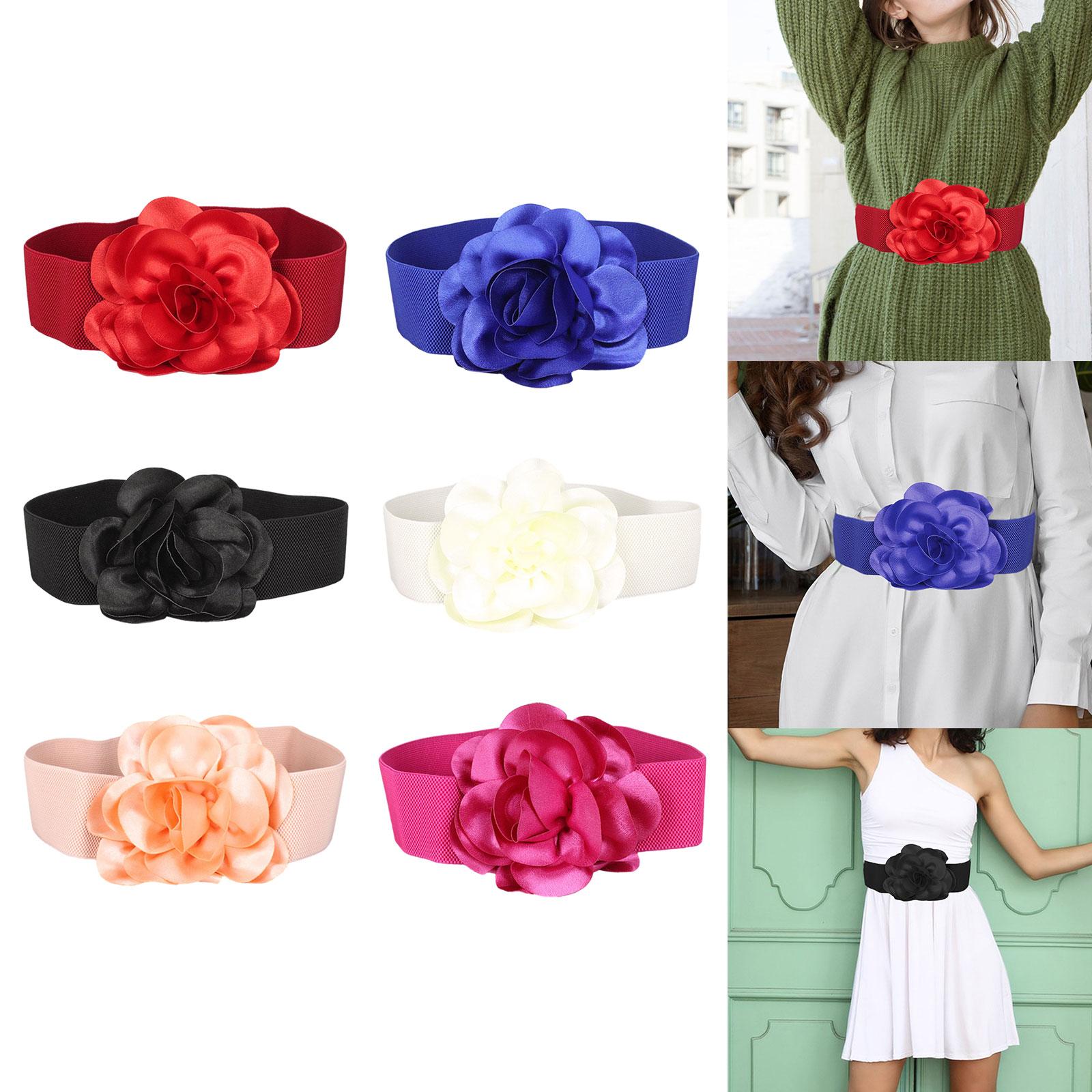 Ceinture large pour robe, taille élastique, grand ruban à fleurs, pour pull, robes, vêtements, chemises Maxi, accessoires