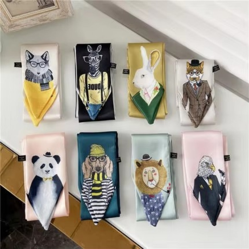 Nouveau Style décoration femmes imprimé style Animal écharpe affaires Europe et amérique petit foulard foulards en soie écharpe maigre