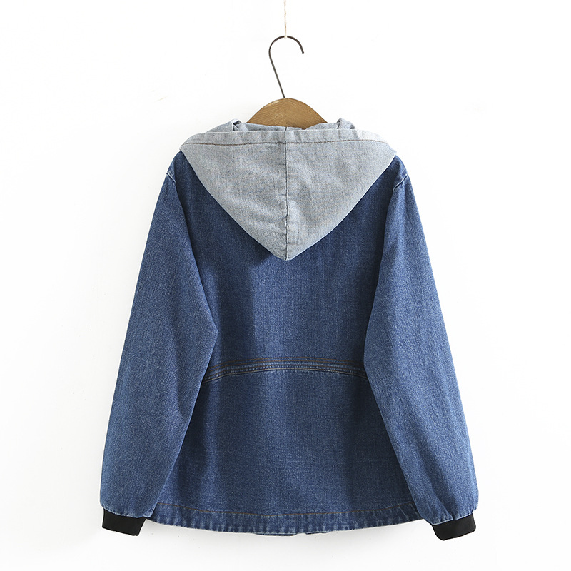 Veste en jean à capuche décontractée pour femmes, vêtements pour femmes, grande taille, automne, nouveau, 873