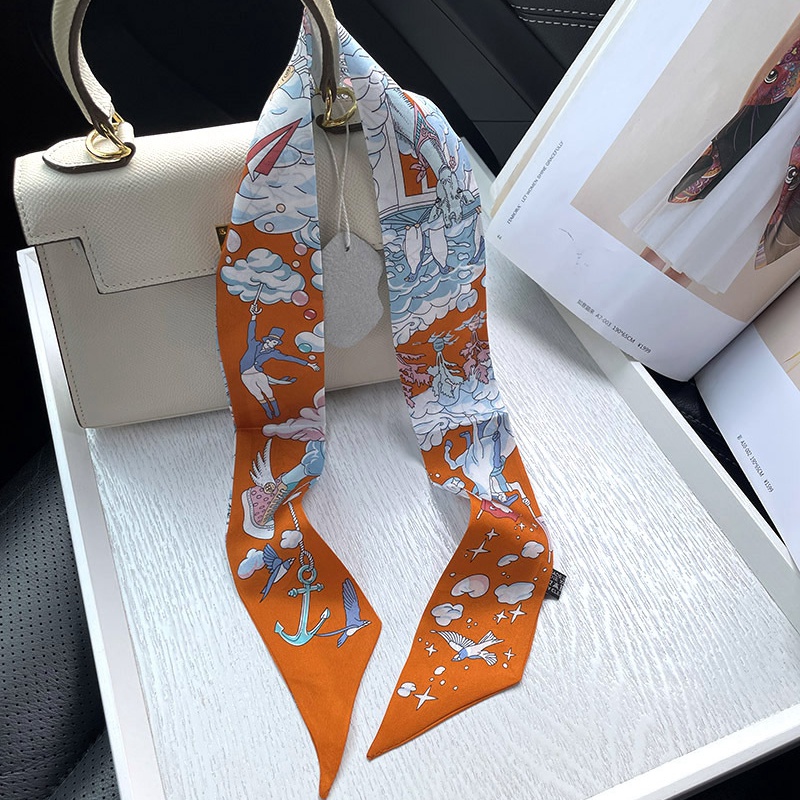 InjRibbon-Foulard pour cheveux et cou, imprimé à la mode, pour sac, 85x5cm, 3 couleurs, 100%
