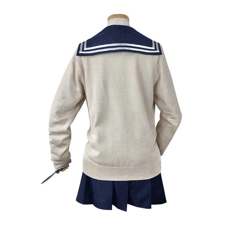 Costume de cosplay Himiko Toga My Hero Academia pour femme, uniforme JK, jupe, pull, couteau, tenue de fête d'Halloween et de carnaval