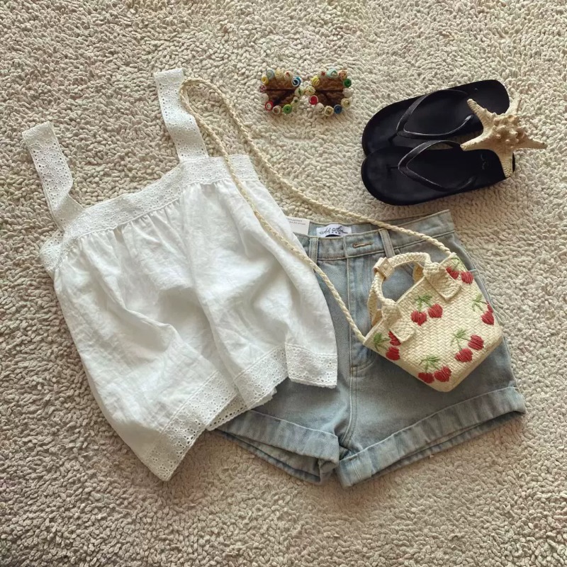 Camisole d'été en coton blanc pour femmes, débardeur décontracté style boho plage, nouveau