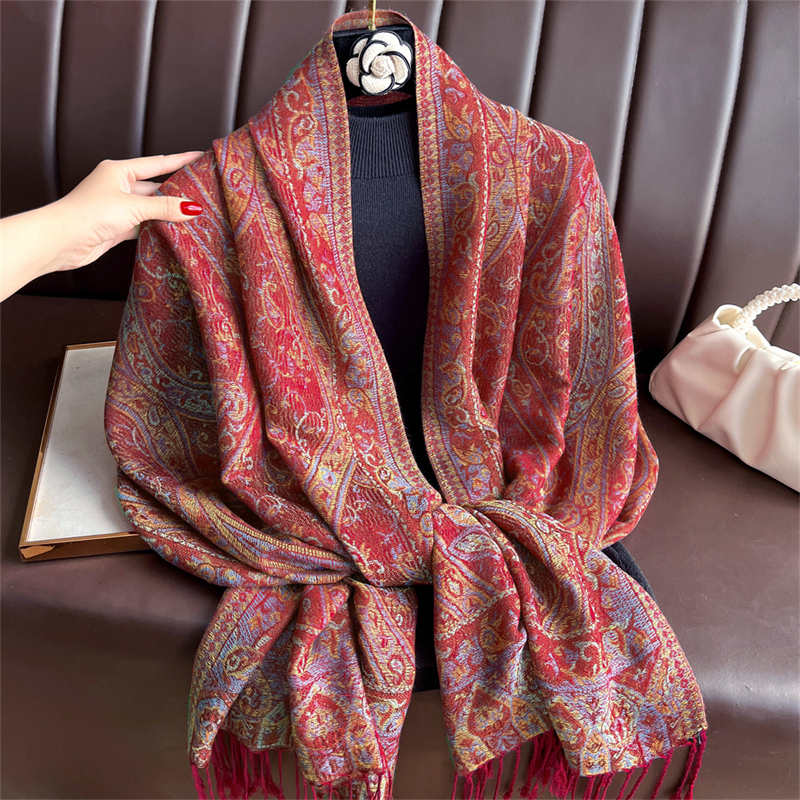 Élégant ethnique automne cachemire châle pour femmes Jacquard Pashmina foulards Bufandas De Invierno Mujer femme Foulard étoles écharpe