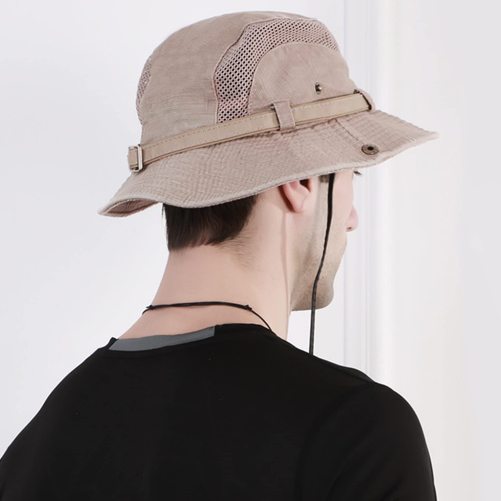 Chapeau Bob Respirant en Maille pour Homme - Style Panama d'Été pour la Randonnée, la Pêche et la Plage