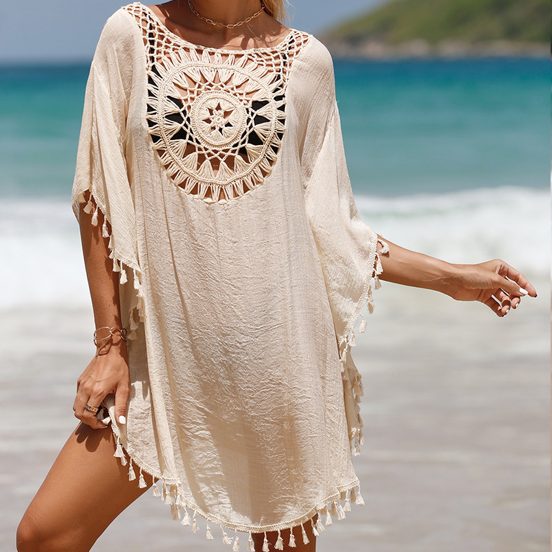 CROCHET BIKINI-maillot de bain Sexy pour femmes, robe d'été, vêtements de plage, chemise, Cover-up pour femmes