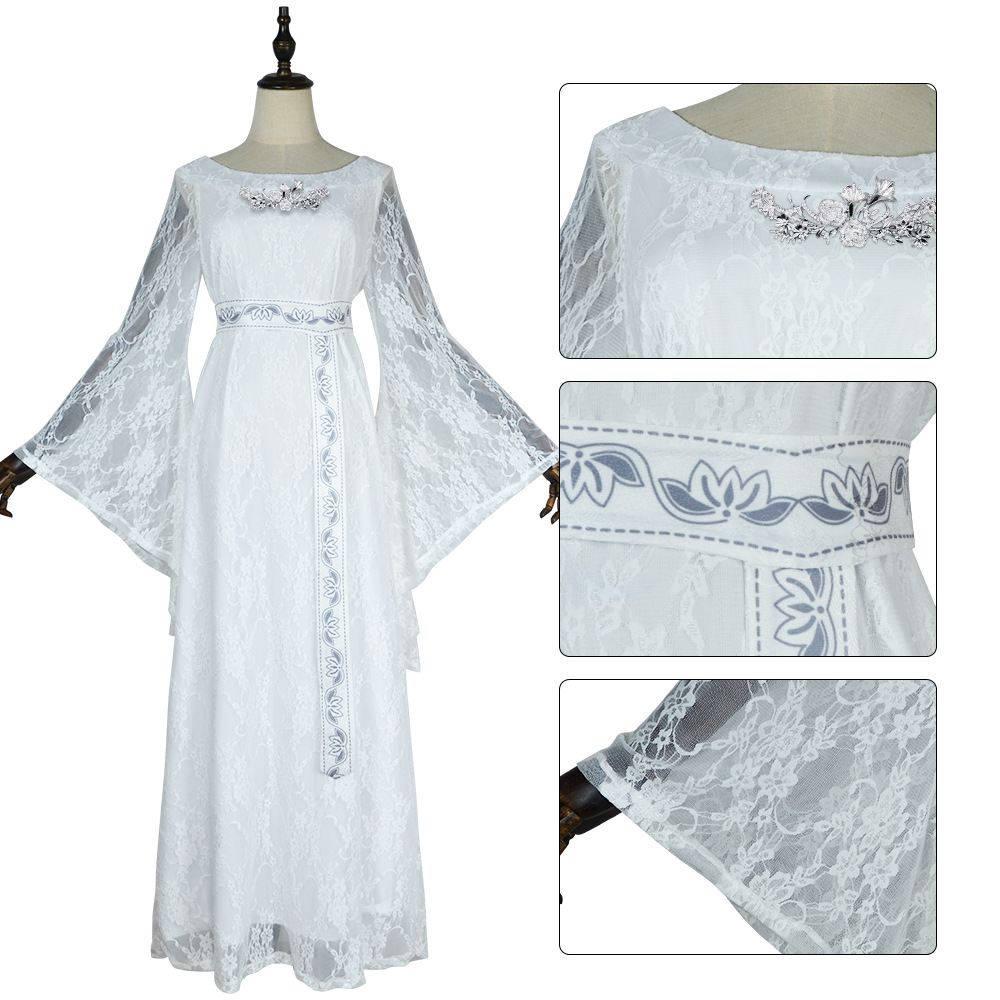 Costume de Cosplay reine elfe, tenues pour Fantasia Galadriel, fête de carnaval d'halloween, jeu de rôle, robe longue avec ceinture, nouveau